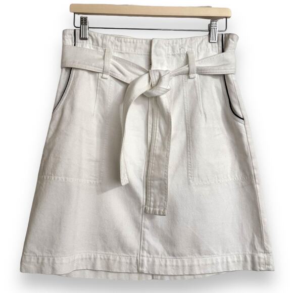 Rag and Bone White Denim Cotton Tencel Tie Waist Mini Skirt Women's Size 27 - Picture 1 of 8